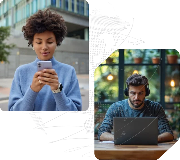 Clients engaging with technology and digital connectivity